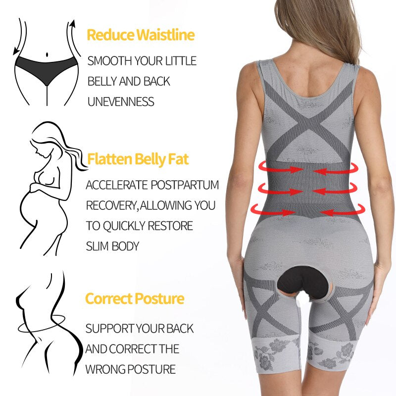 Fajas Colombianas Compression Bodysuit Women Full Body Shapewear Tummy Control Butter Lifter Open Bust Body Shaper Thigh Slimmer