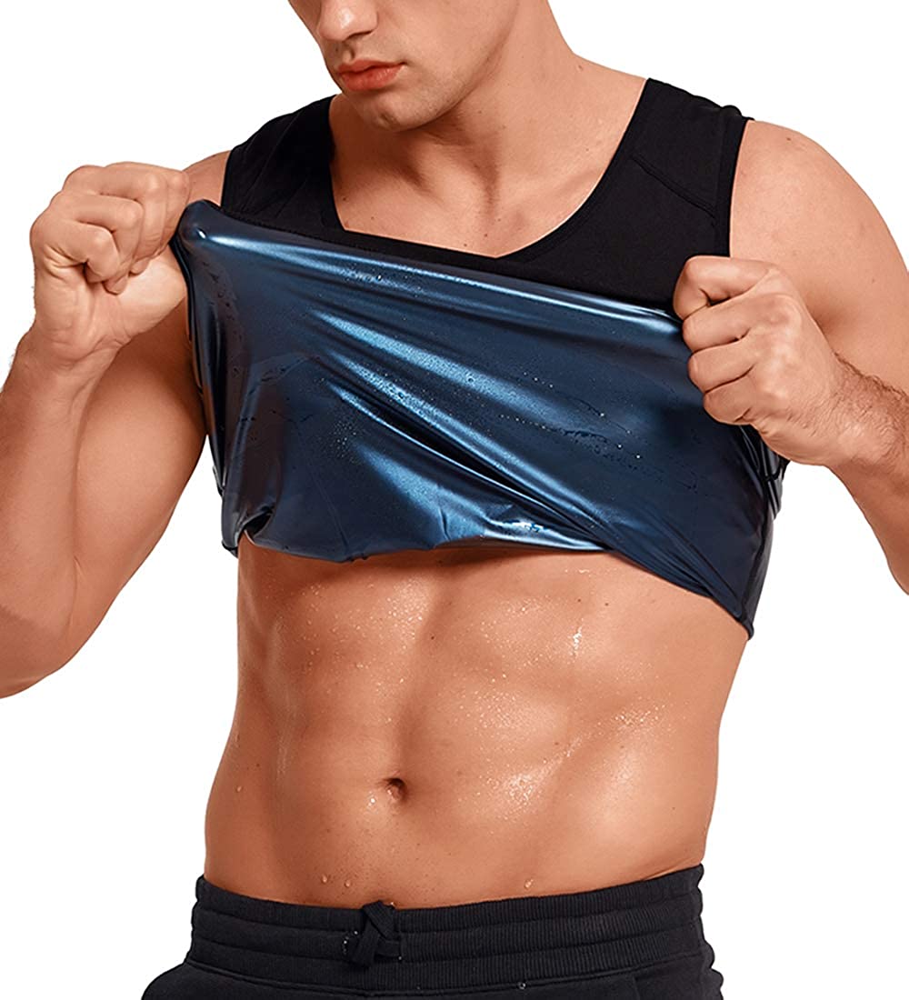 Aiithuug Sweat Sauna Vest Men Heat Trapping Polymer Vest Sauna Suit Workout Tank Top Pullover Waist Trainer Shirt Body Shaper