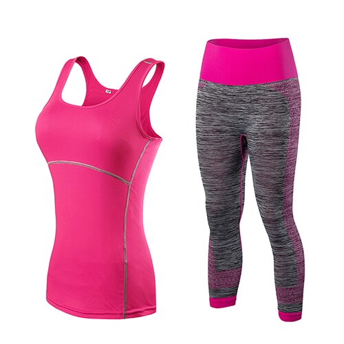 Fitness Clothing Stripe Sleeveless Tennis Yoga Vest+Pants Running Tight Jogging Workout Clothes For Women Tracksuit Sport Suit