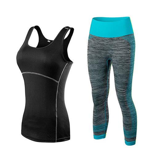 Fitness Clothing Stripe Sleeveless Tennis Yoga Vest+Pants Running Tight Jogging Workout Clothes For Women Tracksuit Sport Suit