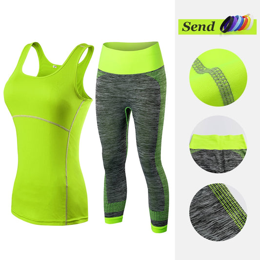 Fitness Clothing Stripe Sleeveless Tennis Yoga Vest+Pants Running Tight Jogging Workout Clothes For Women Tracksuit Sport Suit