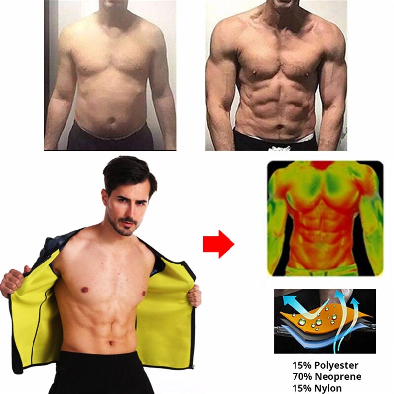 CXZD Men Sauna Suit Heat Trapping Shapewear Sweat Body Shaper Vest Slimmer Sauna suits Compression Thermal Top Fitness Shirt