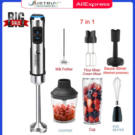 LED Factory Price 1500W 7/6/4 in 1 Electric Stick Hand Commercial Blender Food Processor Egg Whisk Mixer Juicer Meat Grinder