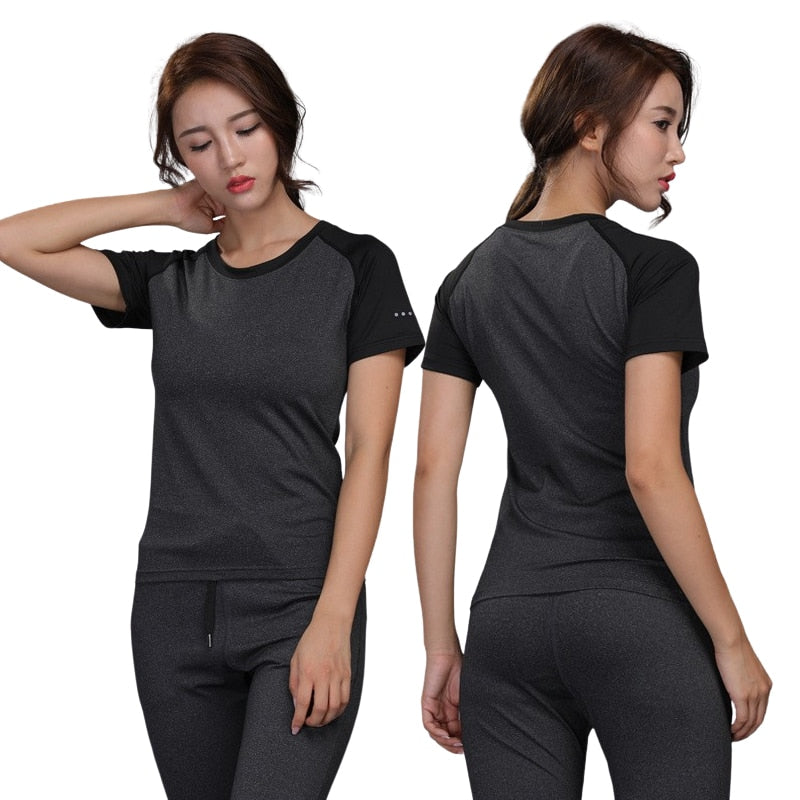 New Women&#39;s Sportswear For Yoga Sets Jogging Clothes Gym Workout Fitness Training Sports T-Shirts Running Pants Leggings Suit