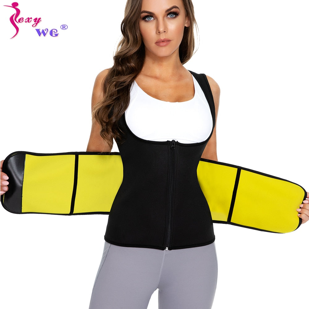 SEXYWG Women Body Shaper Waist Trainer Sauna Top Weight Loss Tank Top Fat Burning Neoprene Sauna Sweat Top