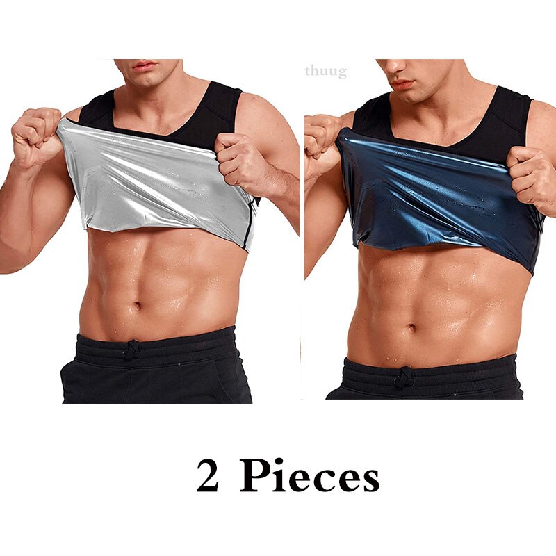 Aiithuug Sweat Sauna Vest Men Heat Trapping Polymer Vest Sauna Suit Workout Tank Top Pullover Waist Trainer Shirt Body Shaper